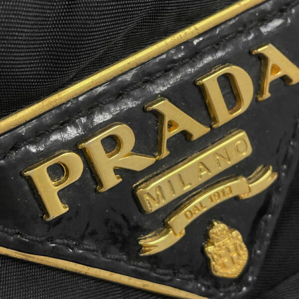 1000069223166 13 PRADA Plate 2WAY Shoulder Bag Tote Handbag Nylon Nero