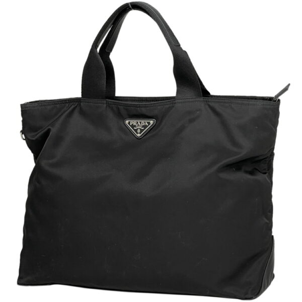 1000069269058 11 PRADA Plate 2WAY Tote Handbag Nylon Nero