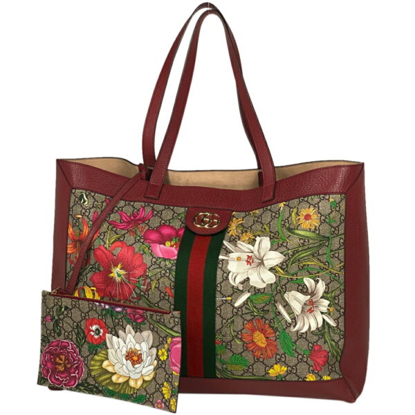 1000069282088 11 Gucci Ophidia Flora Tote Bag GG Pattern Floral Canvas Brown