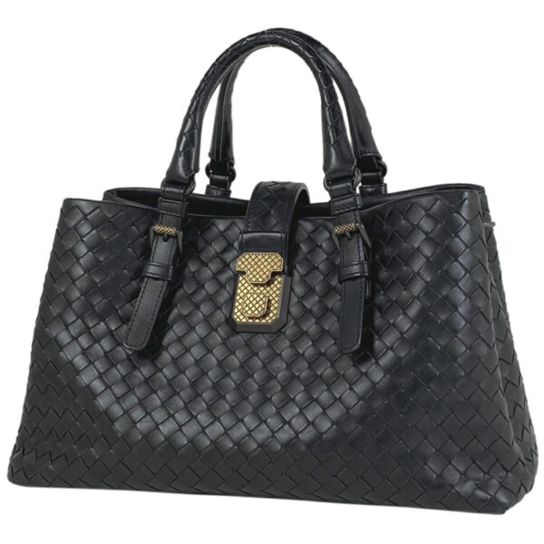 1000069282095 11 Bottega Veneta Intrecciato Rome 2WAY Leather Shoulder Handbag Black