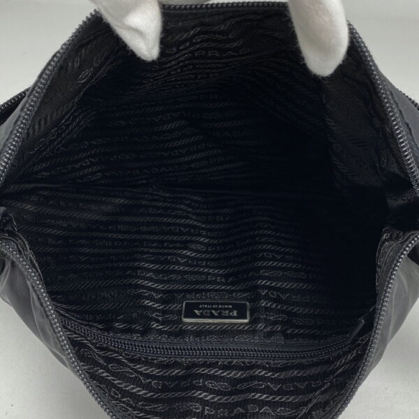 1000069358851 17 Prada Plate Shoulder Handbag Nylon Nero Black