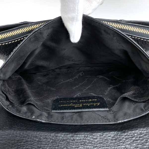 1000069391933 16 Salvatore Ferragamo Gancini Leather Shoulder Bag Black