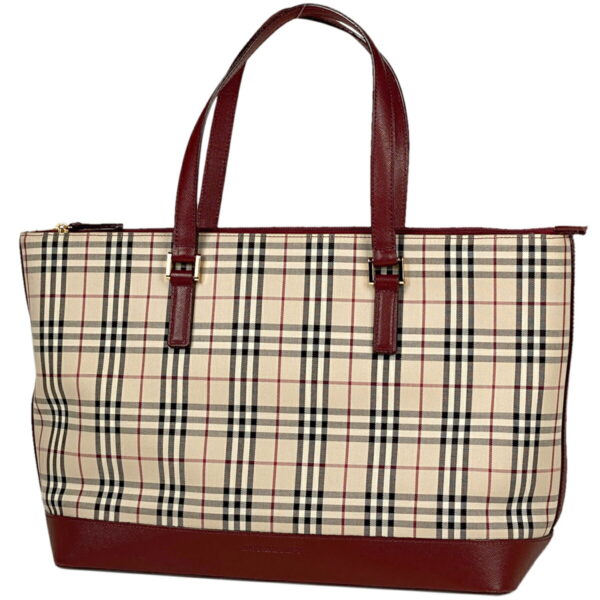 1000069426116 11 Burberry Plaid Canvas Tote Shoulder Bag Beige Red