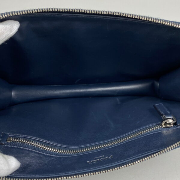 1000069428899 16 PRADA Plate Bag Clutch Bag Leather Navy