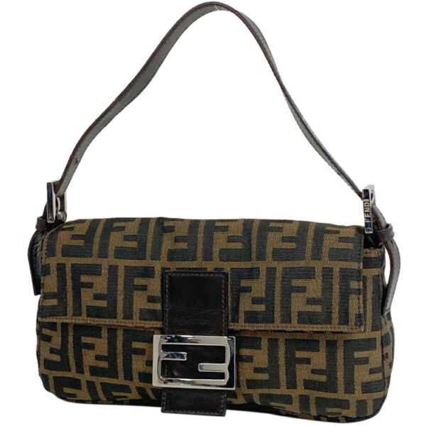 1000069435972 11 FENDI Zucca Pattern Mamma Bucket Shoulder Bag Canvas Brown