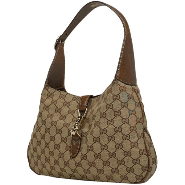 1000069513496 11 Gucci Jackie Line GG Canvas Shoulder Bag Brown