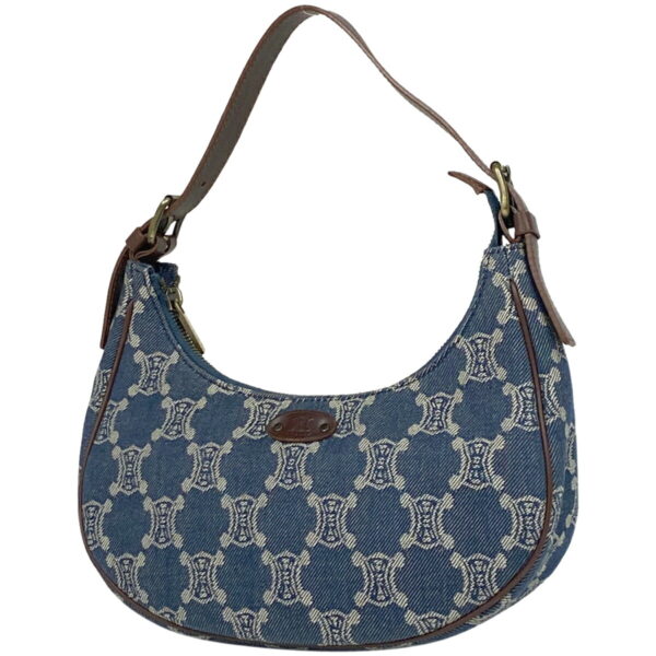 1000069530820 11 Celine Paris Macadam Denim Shoulder Handbag Blue Brown