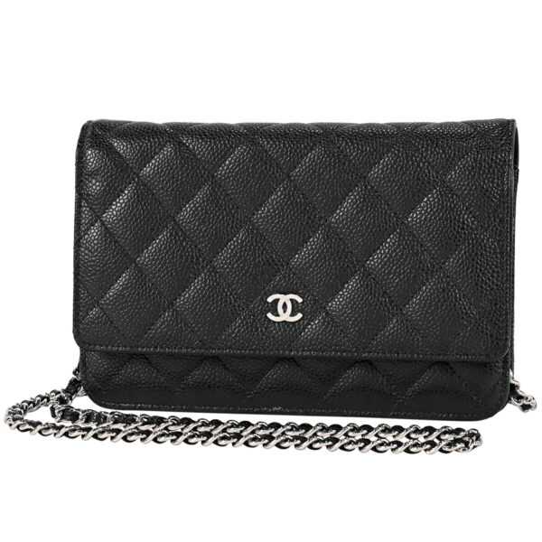 1000069531117 01 Chanel Cocomark Chain Wallet Matelasse Shoulder Bag Caviar Skin Black