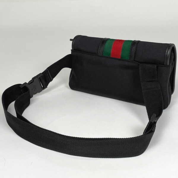 1000069545886 12 Gucci Interlocking G Waist Bag Sherry Line Web Nylon Black