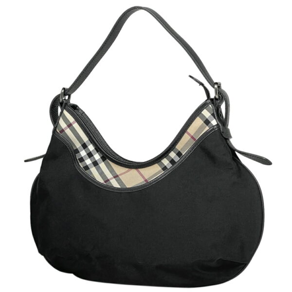 1000069552655 11 Burberry Plaid Nova Check Nylon Shoulder Bag Black Beige