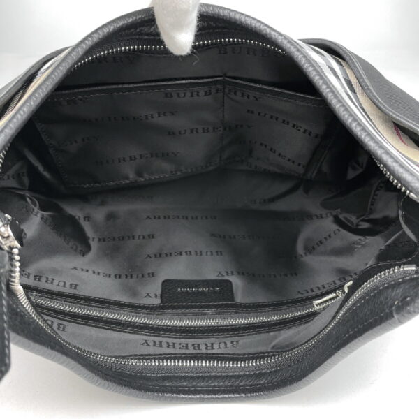 1000069552655 16 Burberry Plaid Nova Check Nylon Shoulder Bag Black Beige