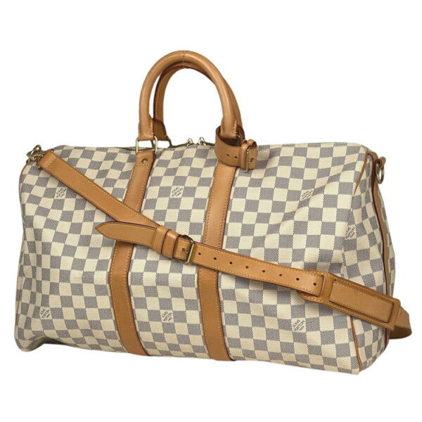 1000069560469 11 Louis Vuitton Keepall Bandouliere 45 2WAY Bag Damier Azur White