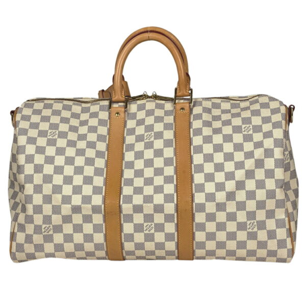 1000069560469 13 Louis Vuitton Keepall Bandouliere 45 2WAY Bag Damier Azur White