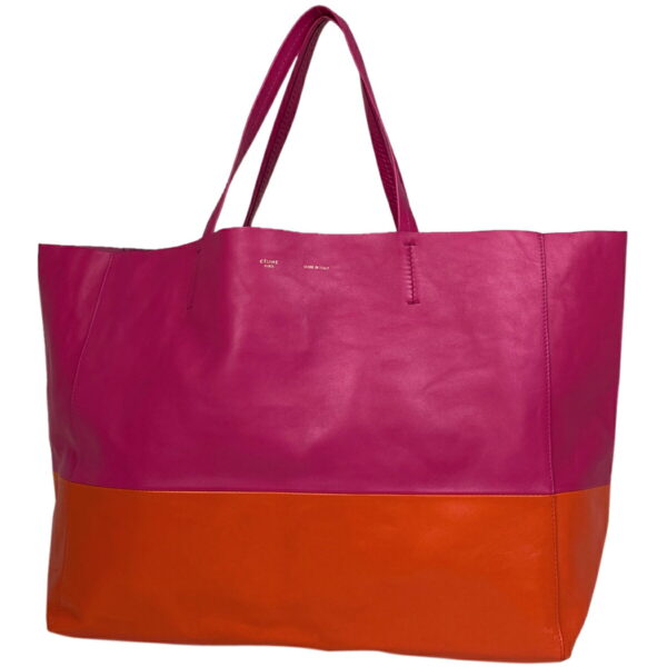 1000069611222 11 Celine Horizontal Cover Bicolor Leather Tote Handbag Pink Orange