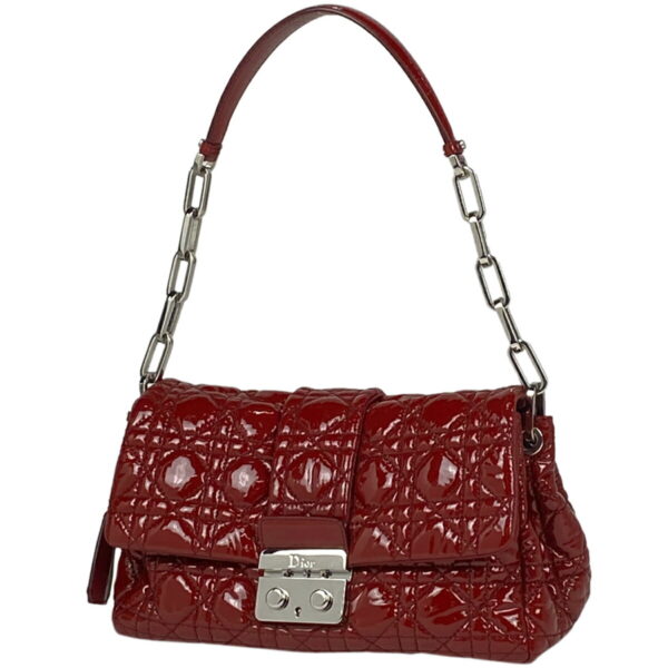 1000069622754 11 Christian Dior Lock Patent Leather Cannage Chain Shoulder Bag Red