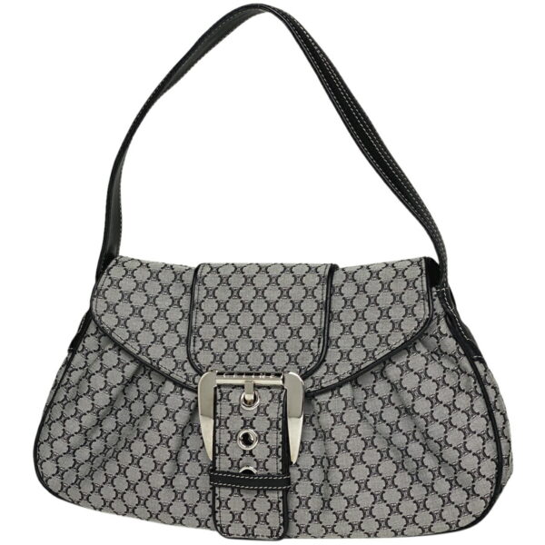 1000069659613 11 Celine Macadam Pattern Canvas Shoulder Bag Black Gray