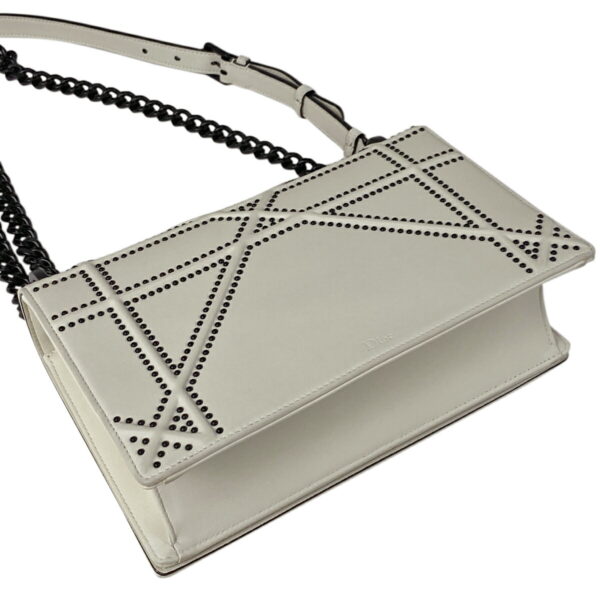 1000069667113 12 Christian Dior Diorama Studded Leather Chain Shoulder Bag White