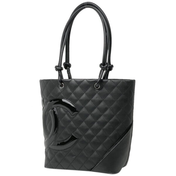 1000069683441 11 Chanel Cambon Line Medium Tote Bag Leather Black