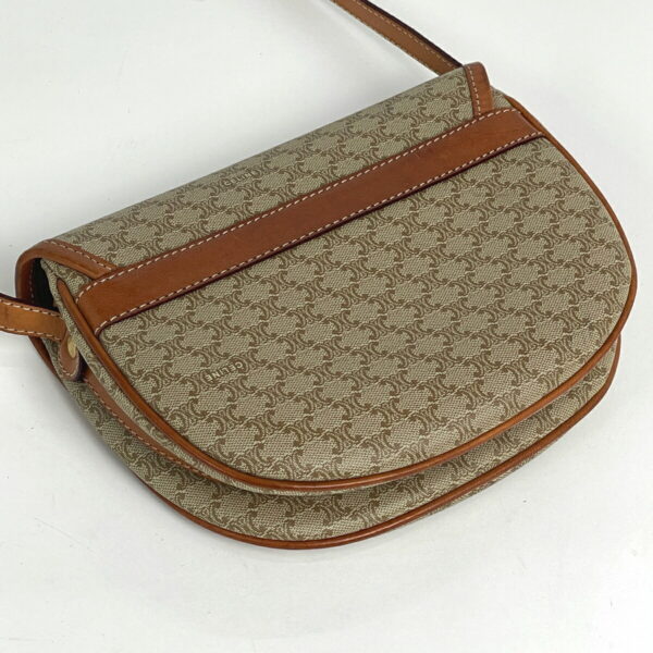 1000069684493 12 Celine Macadam Pattern All Over Diagonal Canvas Shoulder Bag Beige