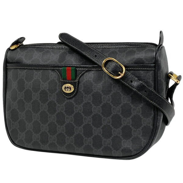 1000069720764 11 Gucci GG Pattern Sherry Line Shoulder Bag Canvas Black