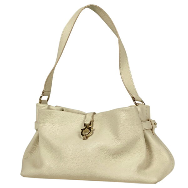 1000069742278 11 Salvatore Ferragamo Gancini Shoulder Leather Handbag Ivory