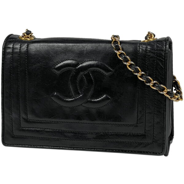 1000069776204 11 Chanel Coco Mark Chain CC Shoulder Bag Leather Black