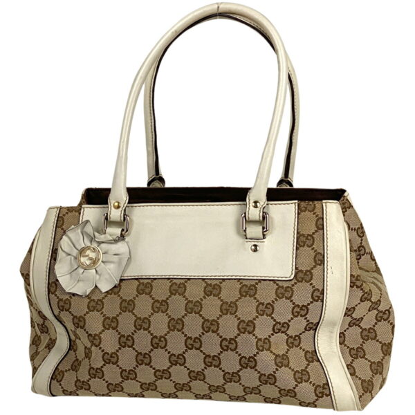 1000069788283 11 Gucci GG Pattern Flower Motif Tote Bag GG Canvas White