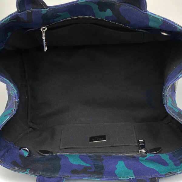 1000069844040 17 PRADA Canapa 2WAY Shoulder Tote Bag Camouflage Canvas Blue Black