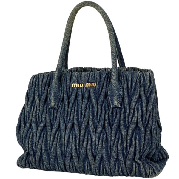 1000070043197 11 Miu Miu Gathered Handbag Denim Blue