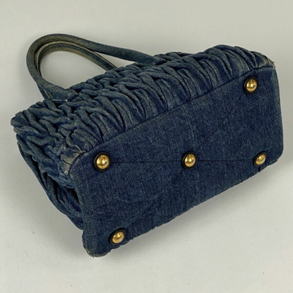 1000070043197 12 Miu Miu Gathered Handbag Denim Blue