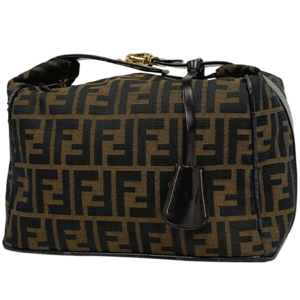 1000070430911 11 FENDI Zucca Pattern Handbag Vanity Bag Canvas Brown