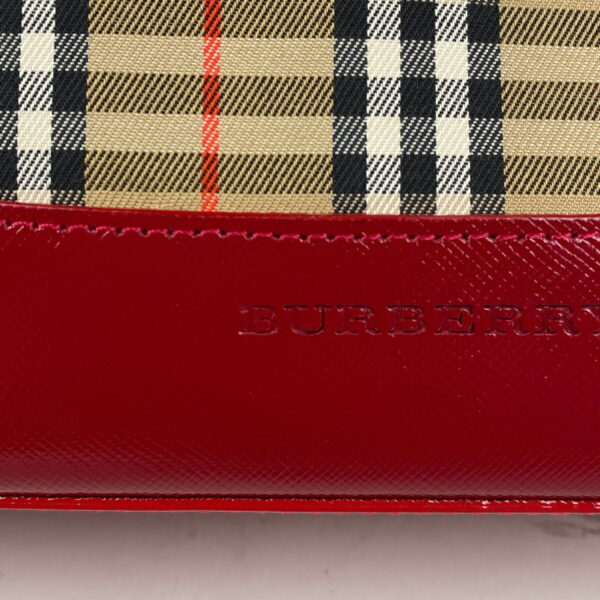 1000070491486 12 Burberry Plaid Canvas Handbag Red