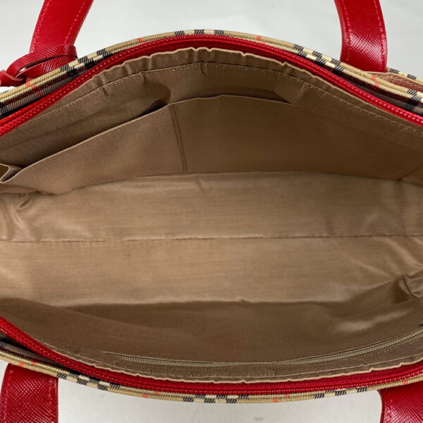 1000070491486 15 Burberry Plaid Canvas Handbag Red