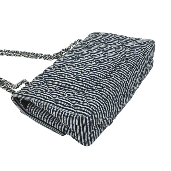 1000071041062 12 Chanel Coco Mark Chain Shoulder Bag Striped Canvas Navy