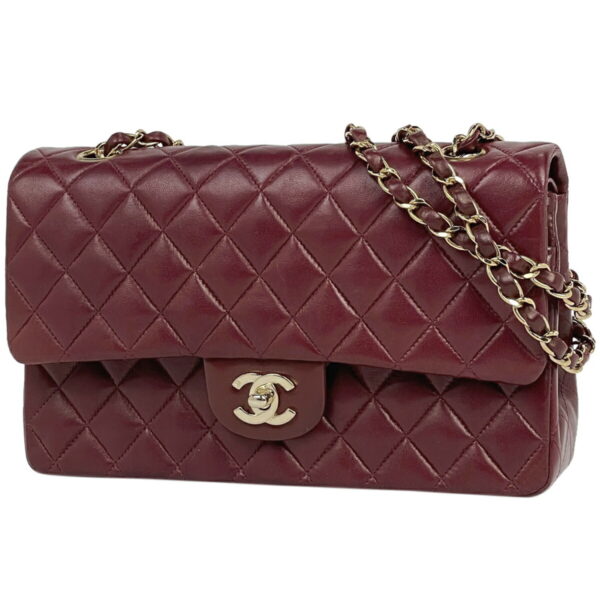 1000071041499 11 Chanel Matelasse W Flap Chain Shoulder Bag Leather Bordeaux