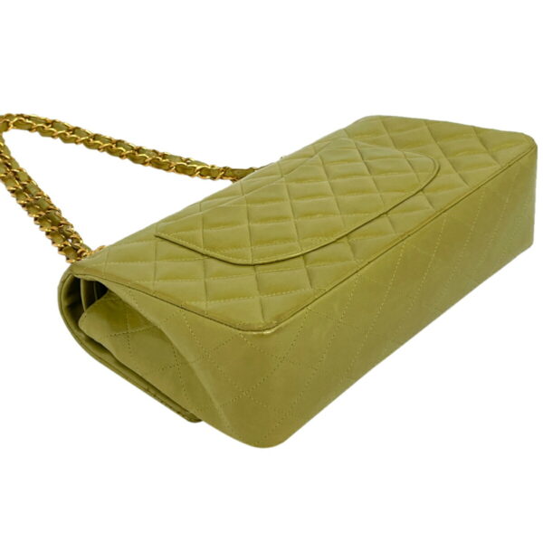 1000071041505 12 Chanel Matelasse W Flap Chain Shoulder Bag Leather Green