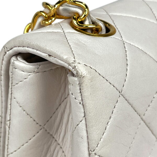 1000071054031 17 Chanel Matelasse Single Flap Chain Shoulder Bag Leather White