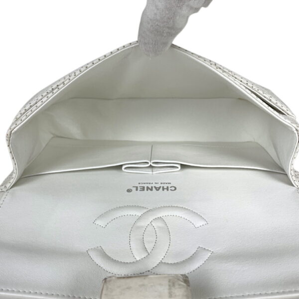 1000071058251 20 Chanel Matelasse W Flap Chain Shoulder Bag Punching Leather White