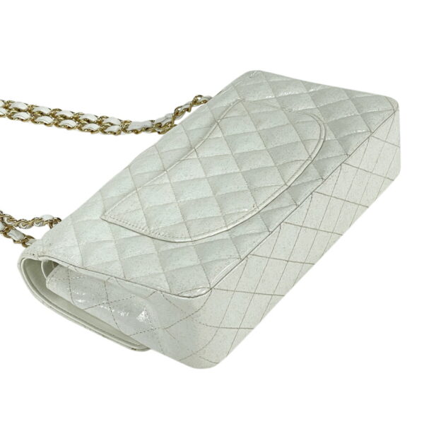 1000071058473 12 Chanel Matelasse W Flap Chain Shoulder Bag Patent Leather White