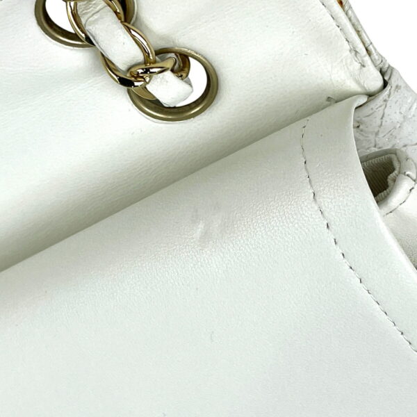 1000071058473 19 Chanel Matelasse W Flap Chain Shoulder Bag Patent Leather White