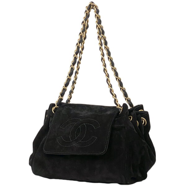 1000071058770 11 Chanel Cocomark Chain Shoulder Bag Suede Black