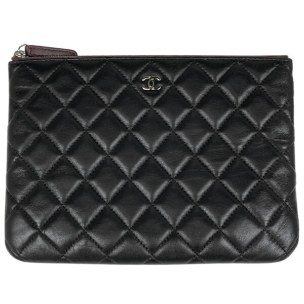 1000071068281 11 Chanel Cocomark Classic Matelasse Pouch Leather Black