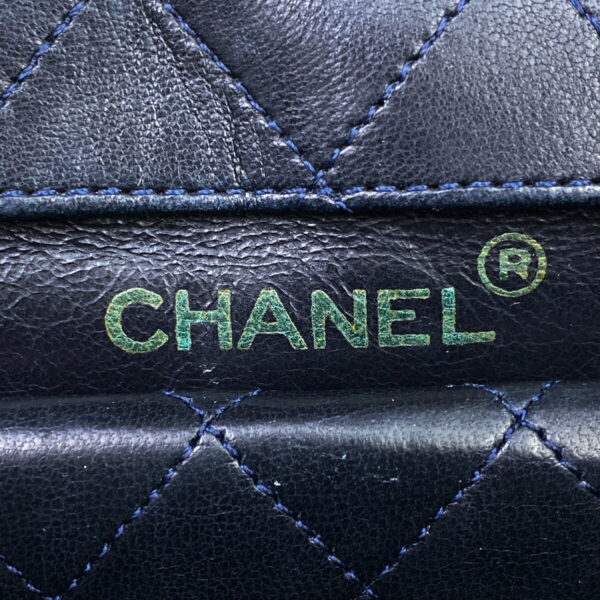 1000071072202 25 Chanel Coco Mark Chain Bicolor W Chain Shoulder Bag Leather Blue White