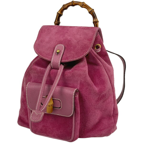 1000071709955 11 Gucci Bamboo Mini Rucksack Suede Pink