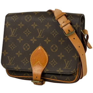 1000071746509 11 Louis Vuitton Gibessiere Monogram Canvas Leather Shoulder Bag Brown