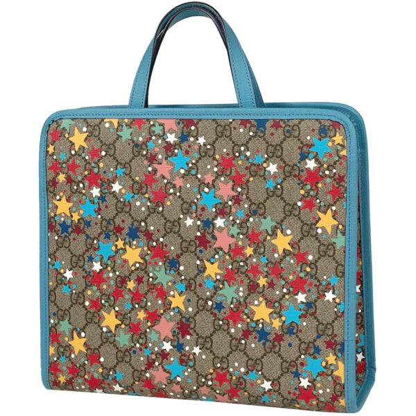 1000071776421 11 Gucci GG Supreme Star Tote Bag Canvas Blue Multicolor