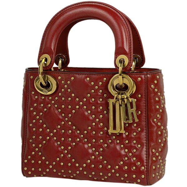 1000071776667 11 Christian Dior Lady Dior Studded Leather Mini Handbag Red