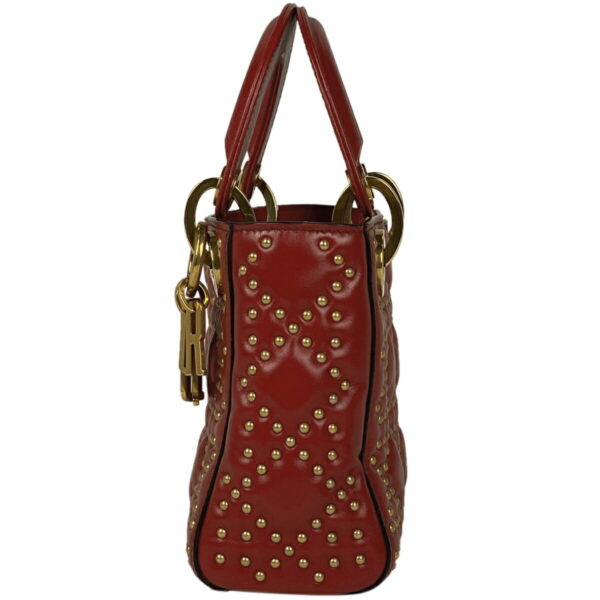 1000071776667 12 Christian Dior Lady Dior Studded Leather Mini Handbag Red