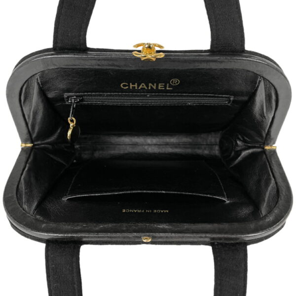 1000071784730 19 Chanel Cocomark Clasp Matelasse Handbag Jersey Black