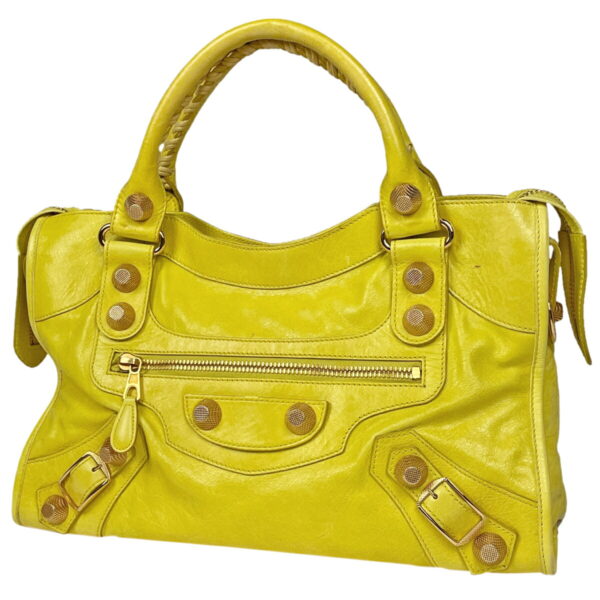 1000071789100 11 Balenciaga The Giant City 2WAY Leather Shoulder Handbag Yellow